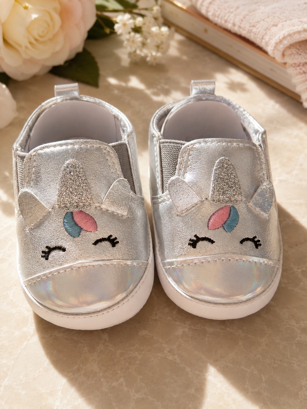 Baby Unicorn Slip-On Shoes in Silver